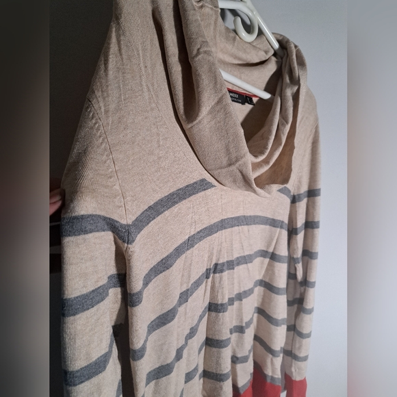 Mexx Cowl Neck Cream and Grey Striped Long Sleeve Size Large - Picture 2 of 6